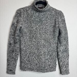 Burns Sz Small Wool/Alpaca Gray Marled Cable Knit Funnel Neck Sweater